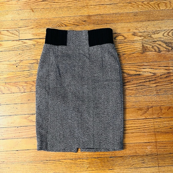 Zara High Waist Pencil Skirt Black Gray Textured Stretch Office Work M - Picture 2 of 5